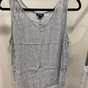 a.n.a Black and White Vertical Stripe V-Neck Tank